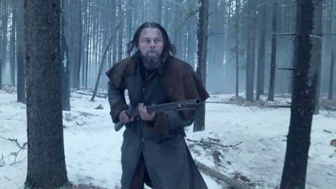 MOVIE – In his Golden Globe prized role as the legendary explorer, Hugh Glass, Leonardo Di Caprio is mauled by a bear and severely damaged then left for dead left for dead by members of his own hunting team.
